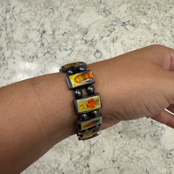 Hematite elastic Saints Jesus angels bracelet - Picture 6 of 7